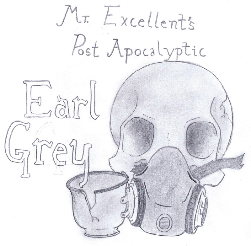 Mr. Excellent's Post-Apocalyptic Earl Grey original logo sketch