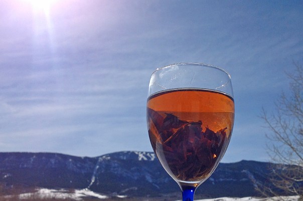 Tea Leaves in Wine Glass